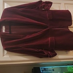 Women's Tahari burgundy stretch velvet feel blazer